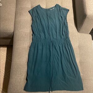 LOFT Blue Sheath Midi Dress Crew Neck Sleeveless